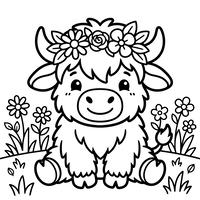 Sød Højlandsko med Blomsterkrans