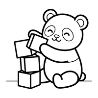 Lindo Panda Brincando com Blocos