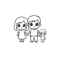 Happy Chibi Family Holding Hands