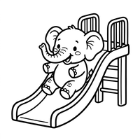 Blije babyolifant op een glijbaan