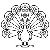 Majestätischer Pfau mit floralem Schwanz