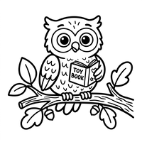 Studious Owl Reading a Book