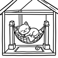 Sleeping Cat in a Hammock