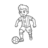 Jovem Jogador de Futebol Driblando a Bola