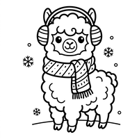 Winter-Lama mit Schal und Ohrenschützern