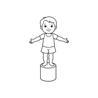 Bambino Felice in Piedi su un Piedistallo