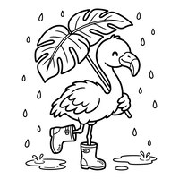 Flamingo i regnen