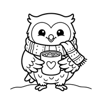 Cozy Winter Owl with Hot Cocoa