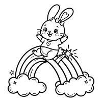 Happy Bunny on a Rainbow