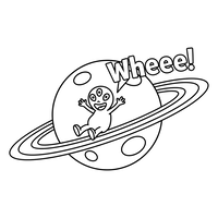 Happy Alien on a Ringed Planet Adventure