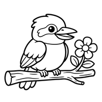 Søt fugl på en gren med blomst
