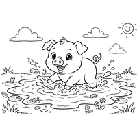 Glückliches Schweinchen im Schlamm