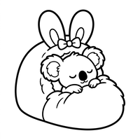 Bébé Koala Endormi avec des Oreilles de Lapin