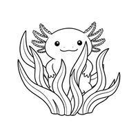 Glad Axolotl bland Vattenväxter