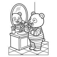 Panda Brushing Teeth in Pajamas