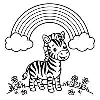 Bayi Zebra Lucu dan Pelangi