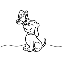 Happy Puppy with Butterfly on Nose