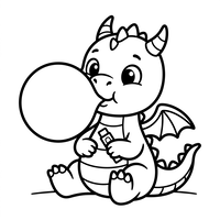 Cute Baby Dragon Blowing a Bubble