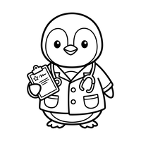 Pinguim Médico com Prancheta