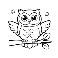 Cute Owl on a Branch with Stars