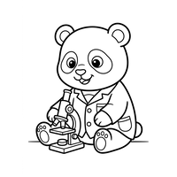 Scientist Panda with Microscope