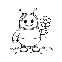 Venlig Robot med Blomst