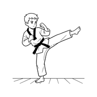 Young Boy Performing a High Kick