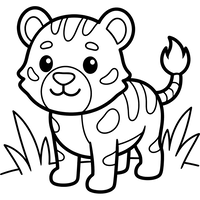 Søt Baby Tigerunge i Gress