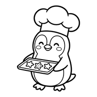 Penguin Koki dengan Kue Bintang