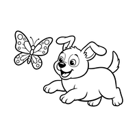 Puppy Chasing Butterfly