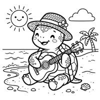 Musikalische Schildkröte am Strand