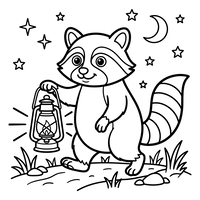 Schattige Wasbeer met Nachtlantaarn