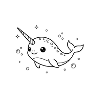 Narwhal Imut dengan Gelembung dan Kilauan