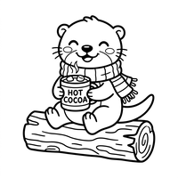 Cozy Otter with Hot Cocoa