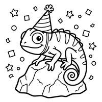 Party Chameleon on a Rock