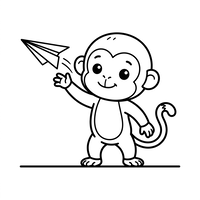 Monyet Lucu dengan Pesawat Kertas