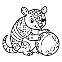 Süßes Gürteltier spielt mit einem Ball