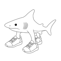 Tralalero Tralala Brainrot Hai mit Schuhen