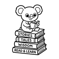 Studious Koala on a Stack of Books
