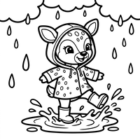 Cute Baby Deer in Raincoat