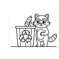 Tvättbjörn återvinner en plastflaska