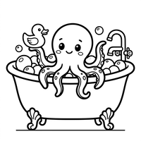 Schattige Octopus in Bubbelbad