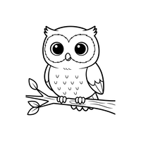 Cute Owl on a Tree Branch