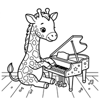 Musical Baby Giraffe at the Piano