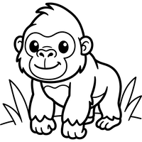 Fröhlicher Babygorilla im Gras