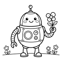 Robot Amical avec une Fleur