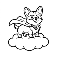 Corgi Superhero di Atas Awan