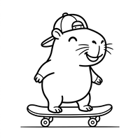 Skateboardåkande Kapybara med Keps