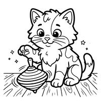 Playful Kitten with Spinning Top