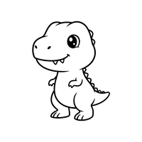 Sød Babydinosaur Står og Smiler